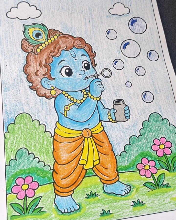 2. Lord Krishna Coloring Book for Kids - Lord Krishna coloring book artwork for kids