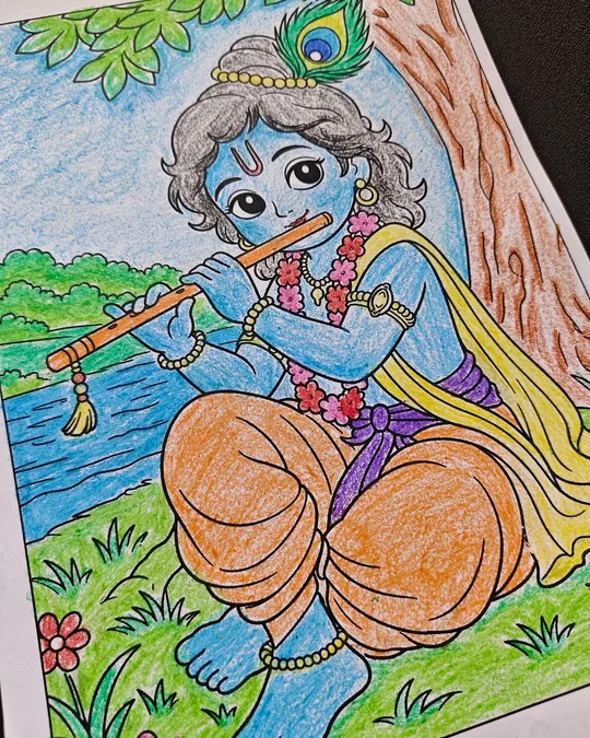 Hindu gods coloring book image for kids from Zippy Colorpop with Indian deity artwork.