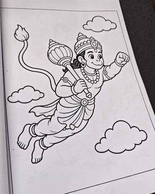 Kids Hindu coloring book image for screen-free creative learning with Zippy Colorpop.