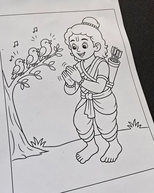 Ramayana coloring book gift idea for kids with Hindu story artwork by Zippy Colorpop.