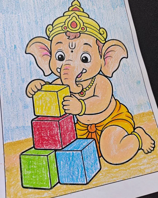 Vinayaka Chaturthi Ganesha gift idea image featuring a Hindu coloring book for kids.