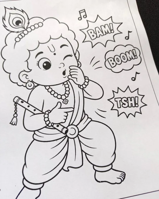 Zippy Colorpop coloring videos image for kids showing Hindu coloring book creative content.