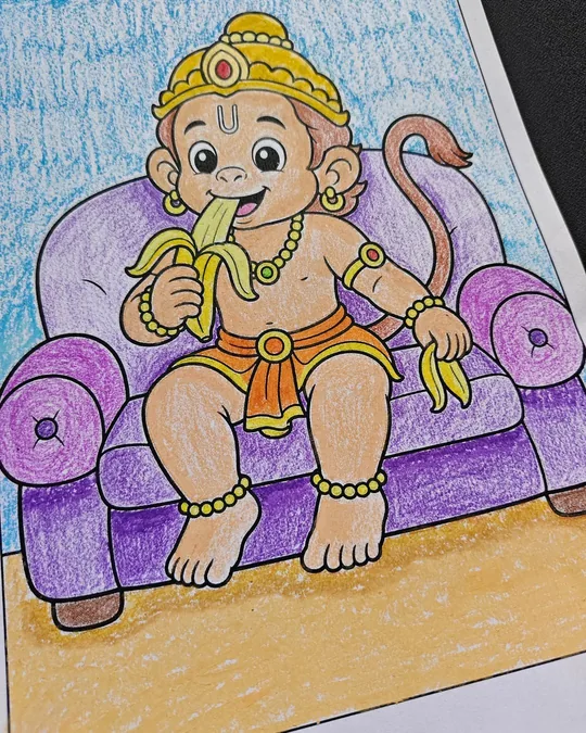 Zippy Colorpop Hanuman coloring book image for kids and Hindu culture learning.