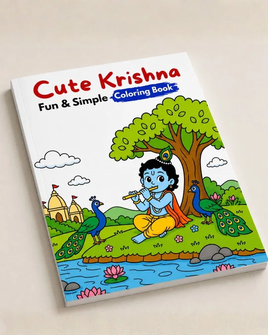 Zippy Colorpop Krishna colouring book image for kids using Indian mythology artwork.