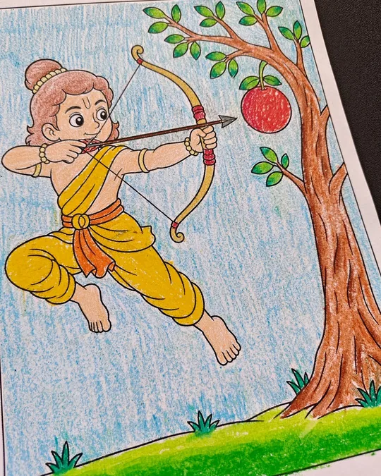 Zippy Colorpop Rama coloring book image for kids and Hindu mythology learning.