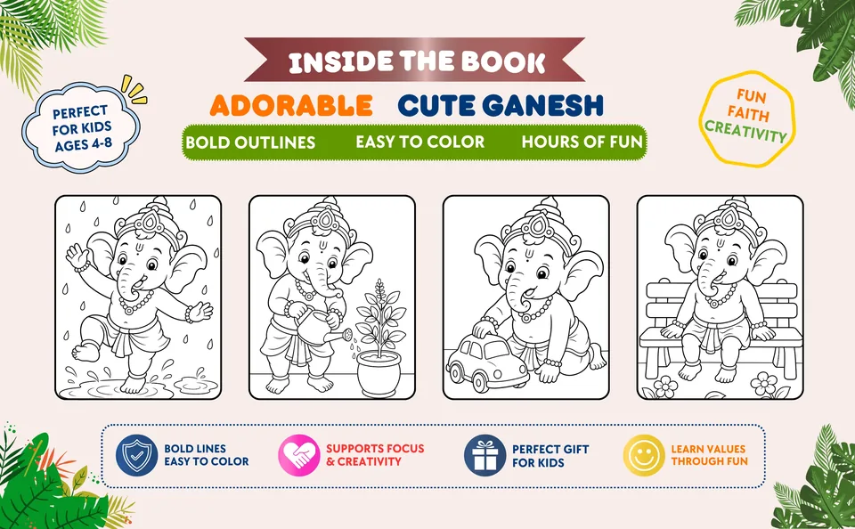 Inside view of Lord Ganesha coloring book for kids