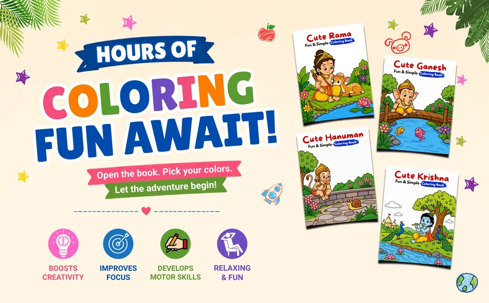 Hindu Gods coloring book collection for kids