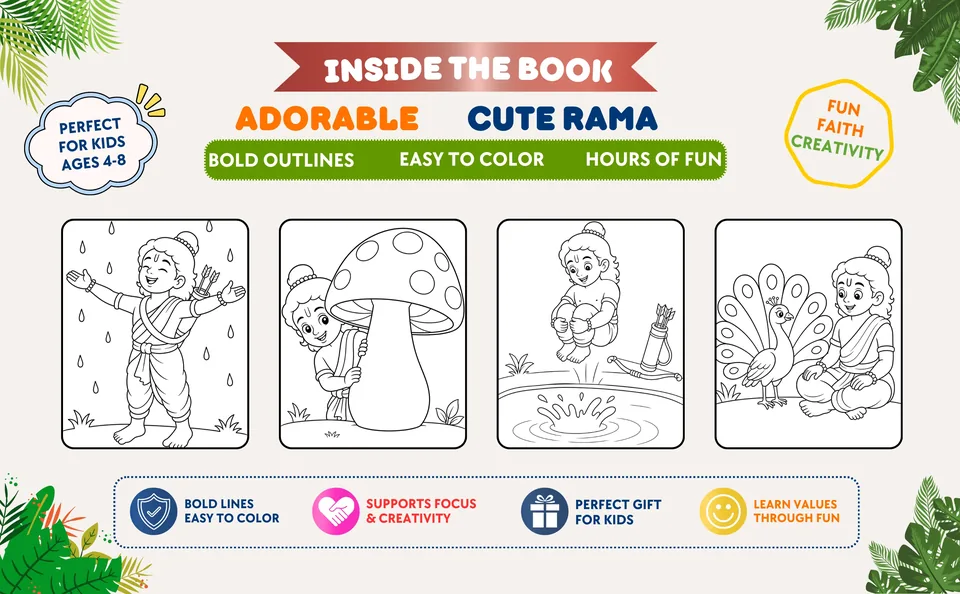 Inside view of Lord Rama coloring book for kids