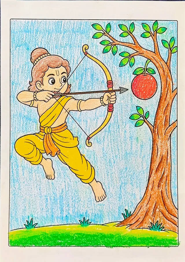 Colored Lord Rama coloring book sample after coloring