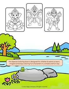 Hindu Gods coloring book back cover for kids