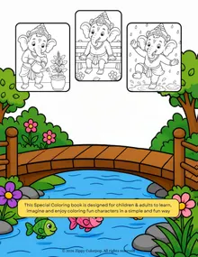 Lord Ganesha coloring book back cover for kids