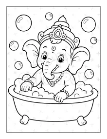 Lord Ganesha coloring book sample with bubble bath for kids