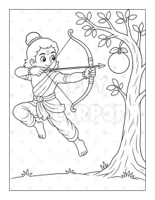 Lord Rama coloring book sample with bow for kids