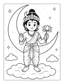 Hindu Gods coloring book sample with child deity for kids