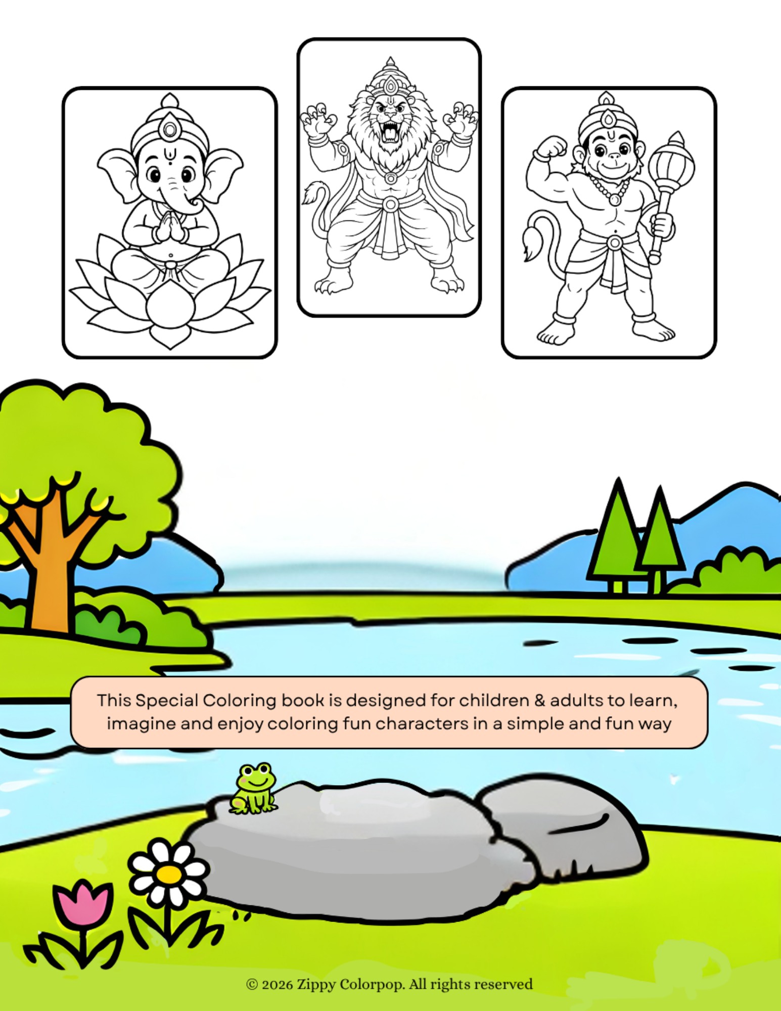 Hindu Gods Fun and Simple Coloring Book back cover