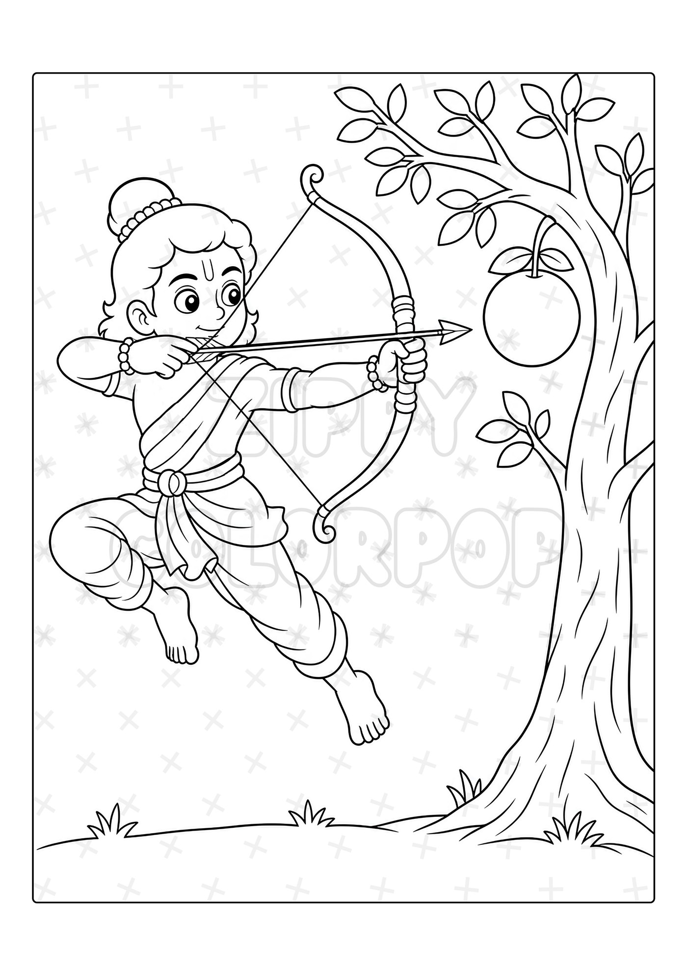 Black-and-white Lord Rama coloring page
